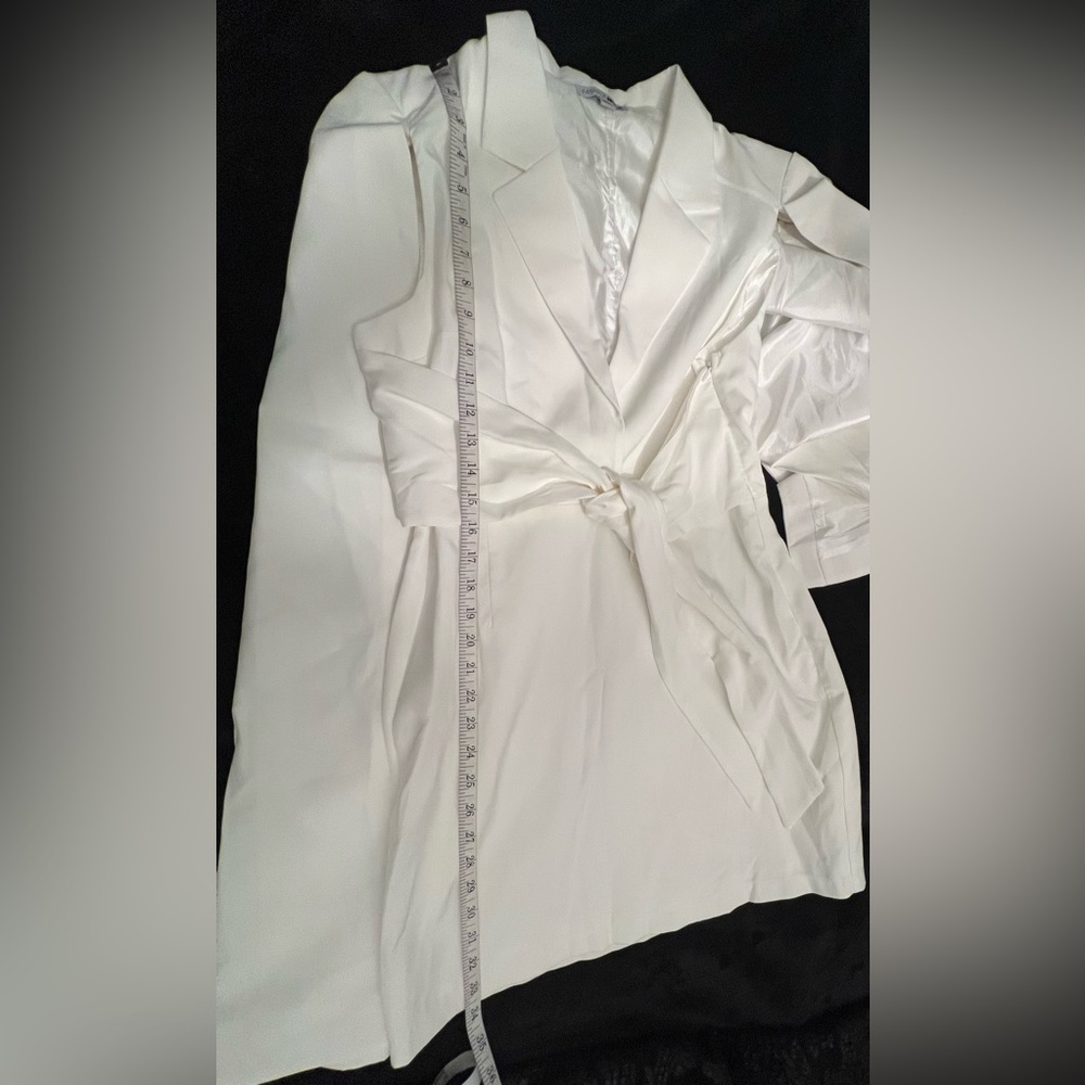 FASHION NOVA On Payroll Blazer Cape Dress White - Picture 11 of 12